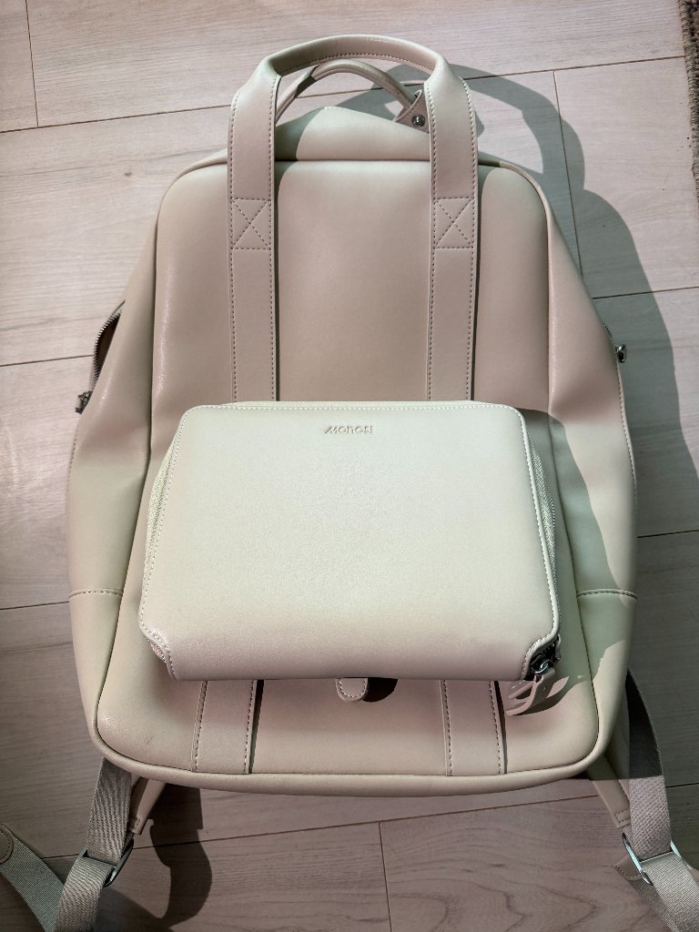 Monos Metro Backpack Ivory Vegan Leather With Folio Kit — image 2 of 8